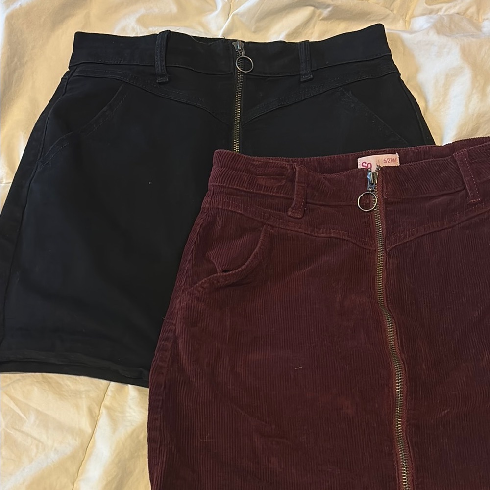 SO Black and Burgundy Mini Skirts